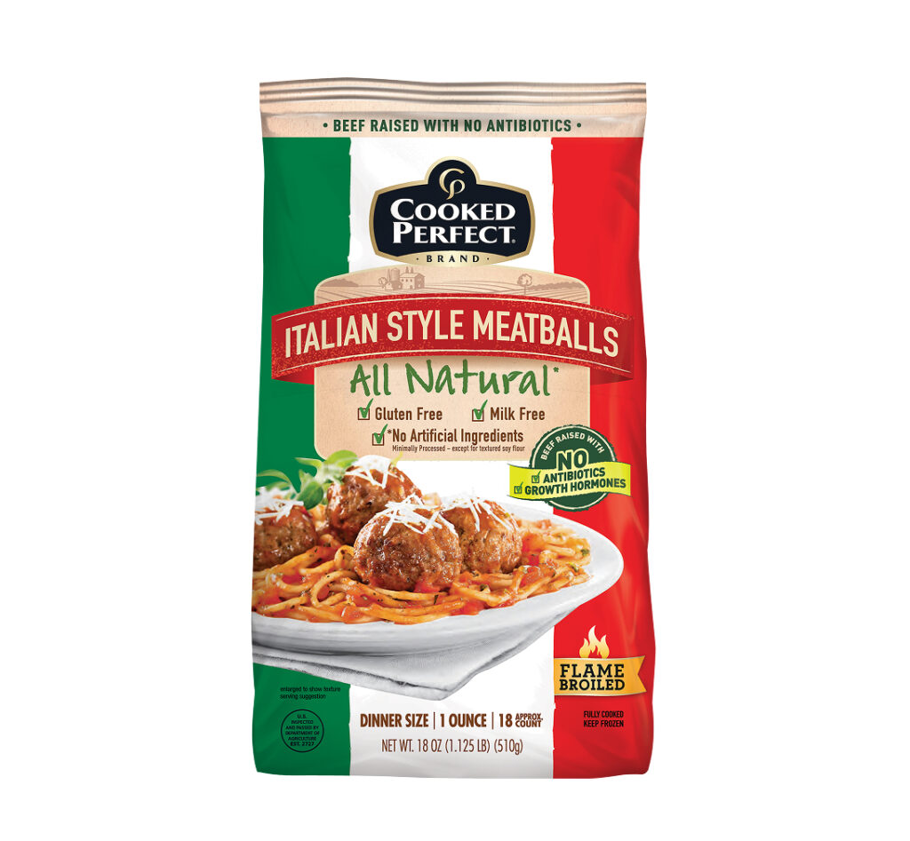 Cooked Perfect® All Natural Italian Style Beef & Pork Meatballs 1.0 oz – 18 oz bag