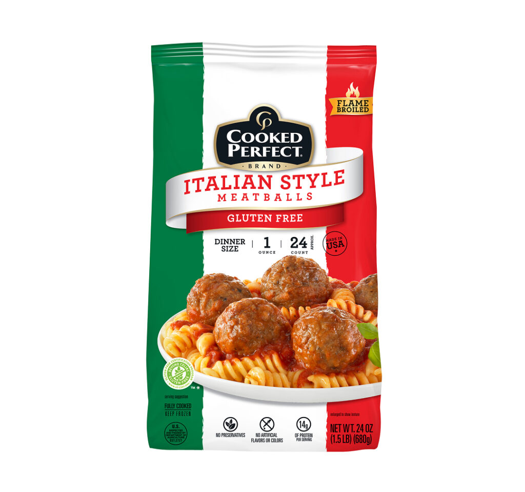 Cooked Perfect® Gluten Free Italian Style Beef & Pork Meatballs 1.0 oz – 24 oz bag