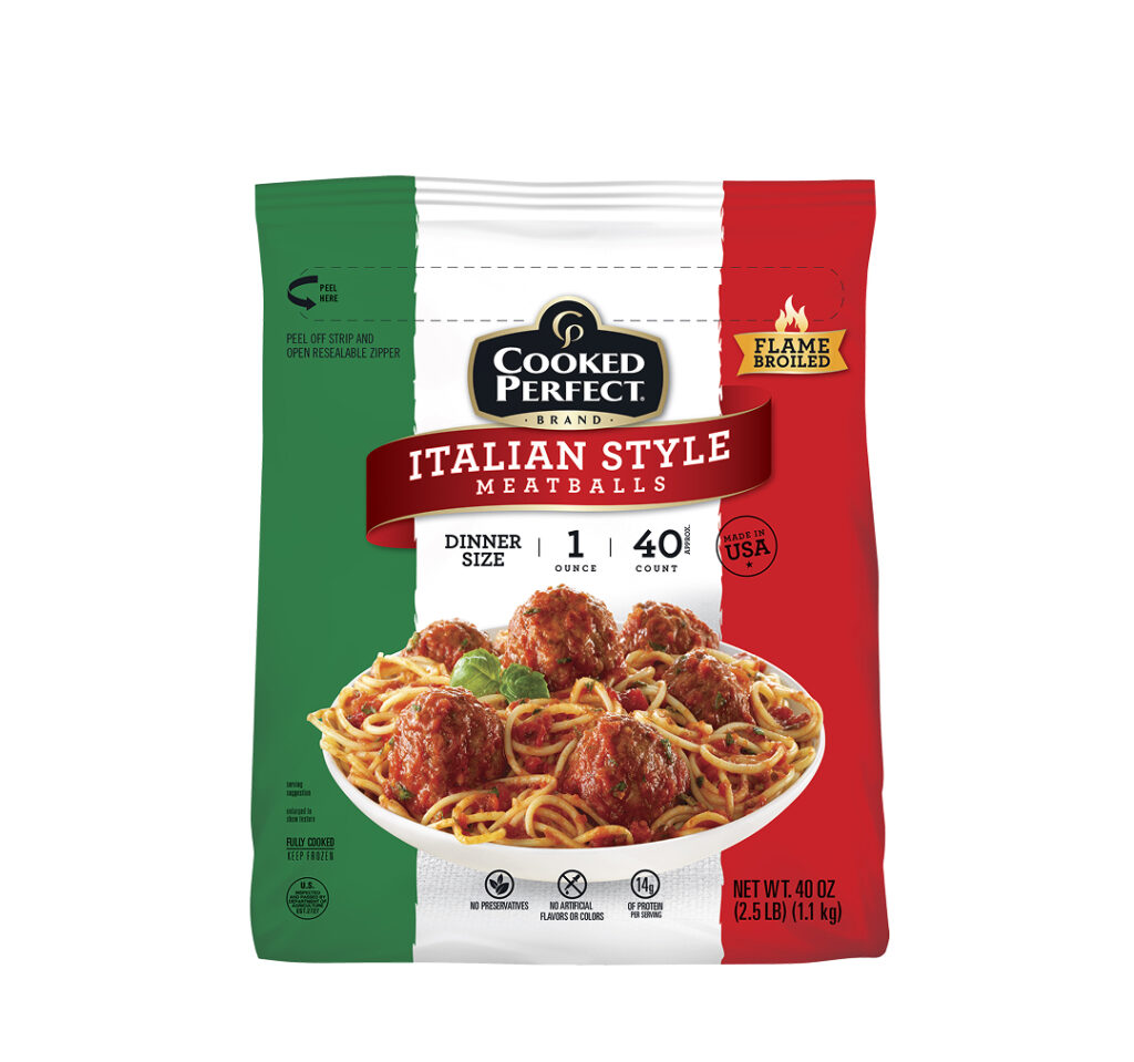 Cooked Perfect® Italian Style Beef & Pork Meatballs 1.0 oz – 40 oz bag