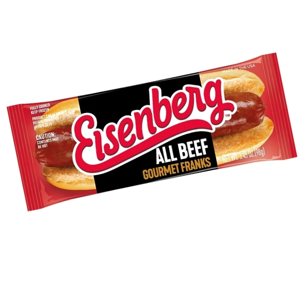 Eisenberg® IW Gourmet Beef Frankfurter in an Enriched Bun 8-1, 6 in